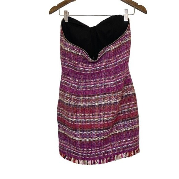 Revolve NBD Pink Preppy old money Barbiecore Tweed Zip Strapless Mini Dress XS - Picture 4 of 14